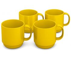 Ornamin Lot de 4 Tasses 220 ml Jaune (Modèle 508) / tasse à café, gobelet réutilisable, tasse à thé