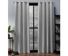 Home Exclusive Exclusif Maison Rideaux Oxford texturÃ© en Satin de Coton Thermique piÃ¨ce Obscurcir Grommet Top fenÃªtre Panneau de Rideau Paire, Argent, 52Â x 84