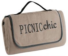 ligne dÃ©cor plaid pique nique 125x150cm polaire garden taupe/anthracite