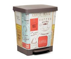 TATAY Cubik Poubelle de Cuisine Vintage avec Ouverture à pédale, capacité de 23 litres, fabriquée en Plastique polypropylène, imprimé, 35,5 x 30 x 39 cm