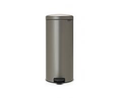 Brabantia 114441 Poubelle à Pédale Newicon avec Seau en Plastique, 30 L - Platinum