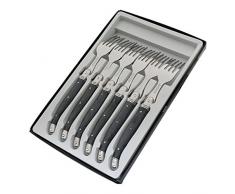 Pradel Excellence 7210G-6NT Boîte de 6 Fourchettes Laguiole, Acier Inoxydable, Gris marbré, 25,7 x 16,7 x 2 cm
