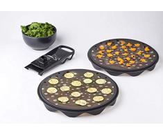 MASTRAD - Kit TopChips Healthy - Cuisson Sans Huile - 5 Mins - 2 Plateaux et 1 Mandoline Inclus - Noir