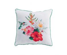 COUSSIN PASSEPOIL 40 x 40 CM POLYESTER IMPRIME JARDIN EXOTIQUE DES. PLACE