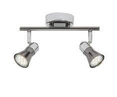 Brilliant AG G18313/76 Plafonnier LED à 2 lumières, Métal, GU10, 3 W, Chrome/Noir