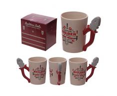 Puckator SMUG57B Mug céramique avec Anse Pince-Design Caution Builder at Work, Blanc/Orange/Gris