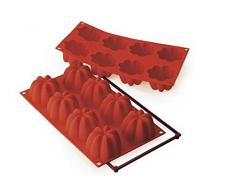 silikomart 26.154.00.0065 Moule Multicavité en Silicone Forme Charlotte, Rouge Brique, 5,5 x 17,5 x 31 cm
