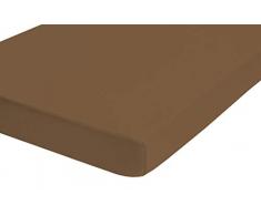 biberna 0002744 Drap housse castor fin (hauteur matelas max.22 cm) (coton) 180x200 cm -> 200x200 cm, Chocolat