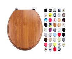 MSV 140484 Abattant WC Bambou, MDF/INOX, 42,5 x 36 x 1,7 cm