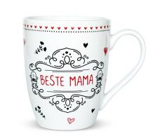 Sheepworld Tasse prÃ©fÃ©rÃ©e Meilleure Maman avec Pendentif Cadeau, Porcelaine, Blanc/Rouge, 8.4Â cm cm