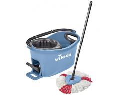 Vileda Turbo EasyWring & Clean Kit de Nettoyage Complet avec Seau Ã©quipÃ© dâUn systÃ¨me dâessorage et Balai Ã Franges Turbo Colors Bleu. Bleu