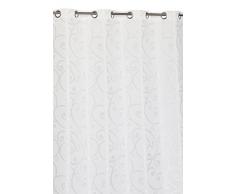 Rideaudiscount Rideau Grand Hauteur 135x280 cm 8 Oeillets Metallique Style Design Blanc