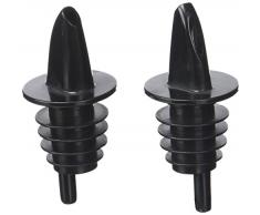 Fackelmann 46984 Lot de 2 bouchons verseurs, bec verseur, bouchons de bouteille, bouchon bec verseur, Plastique, Noir, 7 cm