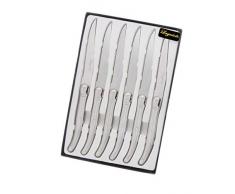 Pradel Excellence I7551-6 Boîte de 6 Couteaux Laguiole de Table, Acier Inoxydable, INOX, 25 x 16 x 2 cm