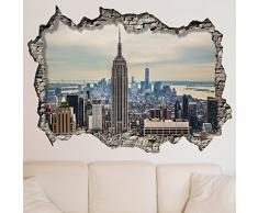 Walplus Autocollant Mural New York Lever Du Soleil Art mural DÃ©calques Vinyle DÃ©coration de maison DIY vivant Chambre Bureau DÃ©coration Papier peint chambre denfants cadeau, Multicolore