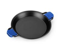 Monix Solid+ Plat à Paella 36 cm en Fonte daluminium avec revêtement intérieur Anti-adhésif et poignées en Silicone Bleu Amovibles, adapté pour Tout Type de feu et Induction