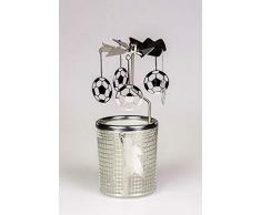 Kerzenfarm 84386 Photophore en Verre Motif Ballon de Football ArgentÃ© 16 x 6 x 6 cm