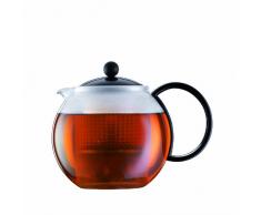 Bodum - 1844-01 - Assam - Théière à Piston en Verre - Filtre et Couvercle en Plastique - 1 L - Noir