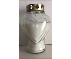 Bougie commémorative en verre - En forme de cÅur, 18.5x11x9 cm