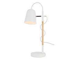 Viokef Lighting 4163801 Lampe de Bureau Eddie, Métal/Wood and Fabric, E14, Blanc, 12 x 22 x 50