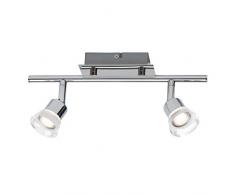 Brilliant G30913/15 Plafonnier LED a 2 lumieres LUPITA, 3W, metal/plastique, coloris chrome, 3 W