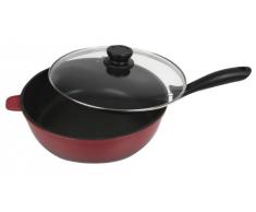 Crealys 506285 Sauteuse en Fonte dAluminium Rouge Flamme Diamètre: 28 cm