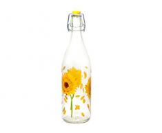 H&H 1235708 Bouteille napperons, décoration Fleur, Transparent/Jaune