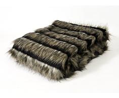 HomeMaison Imitation Fourrure Plaid, Polyester, Taupe, 170x130 cm