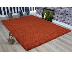 VIMODA Tapis Moderne Ã Poils Longs, Poils Ã Poils Long Chemin de Table, Soft Touch, Tapis Uni en Terre Cuiteâ¯; Tailleâ¯: 60Â x 220Â cm