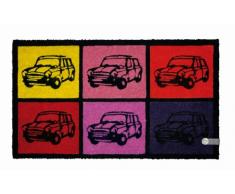 Young Generation Shoe Max YH 101352 Paillasson en Fibres de Coco avec Dos antidérapant en PVC Thème Voitures cultes Multicolore 44 x 74 cm