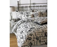 Riva Home Touches Lit Simple Housse de Couette et taie doreiller de lit Linge de lit, Noir/Blanc