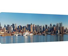 MOOL 42Â x 20Â Grandes Skyline de New York City Impression sur Toile avec Impression Artistique Murale tirÃ© Ã la Main sur Un Cadre en Bois avec Finition Vernie impermÃ©able pour GiclÃ©e prÃªt Ã Suspendre