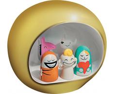 Alessi AMGI10 GD CrÃ¨che Design en Porcelain DecorÃ¨ Ã La Main avec Reproduction de la Grotte et Set de Figurines, Or, 5 PiÃ¨ces