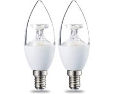 AmazonBasics Petite ampoule bougie LED E14 B35 avec culot Ã vis, 6W (Ã©quivalent ampoule incandescente de 40W), blanc chaud transparent, dimmable - Lot de 2