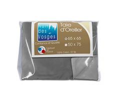 Nuit des Vosges 238162 Cotoval Taie dOreiller Réversible Coton Gris Souris/Anthracite 65 x 65 cm