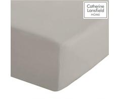 Catherine Lansfield - Drap Housse Percale pour lit Simple, en Polycoton, Infroissable, Naturel, King