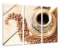 Tableau Moderne Photographique, Impression sur bois, CafÃ©tÃ©ria, Bar, DÃ©coration Grains de cafÃ©, Coupe et ThÃ©, 97 x 62 cm, ref. 26956