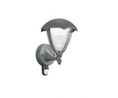 TRIO, Applique, Gracht incl. 1 x LED,SMD,6,0 Watt,3000K,650 Lm. Corps: Fonte daluminium, Anthracite L:20,0cm, H:29,0cm, P:22,0cm IP44,Détecteur de mouvement,Montage au mur