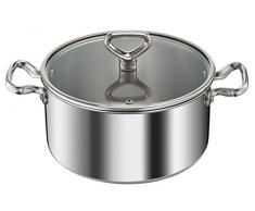 Tefal E4764644 Reserve Collection Triply, Faitout Inox 24 cm 5L + Couvercle, Tous Feux Dont Induction, Gris