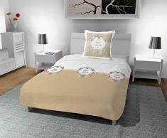 Soleil docre Esprit de Famille Parure housse de couette, Coton, Ecru, 140 x 200 cm