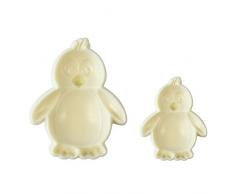 JEM 1102EP017 Lot de 2 Moule en Forme de Pingouins pour Décoration de Gâteaux, Plastique, Blanc, 5 x 2 x 6 cm