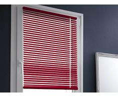 MADECOSTORE Store Vénitien Aluminium Easy Rouge - L52 x H150cm - Mécanisme autobloquant - Lamelles 25mm - Sans perçage