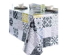 Calitex Nappe Toile cirée Rectangulaire, PVC, Gris, 140 x 200 cm