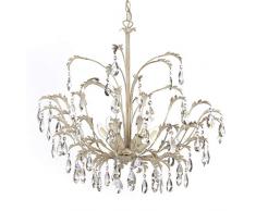 Onli Panier Lustre 5 lumiÃ¨res en mÃ©tal Ivoire dorÃ© avec gouttes en cristal pendantes