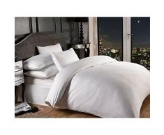 Grovesnor satinÃ© Ã Rayures en Coton 1000Â Fils Housse de Couette de lit Parure de lit, Coton Polyester, King Size, Blanc