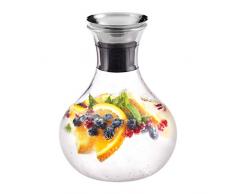 Relaxdays 10023435 Carafe 1,5 L, pichet bec verseur inox, cruche verre cristal, lave-vaisselle, transparent, 1 élément