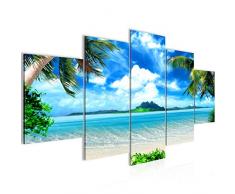 Tableau decoration murale Palmiers de plage - XXL Impression sur Toile Salon Appartment 5 Parties - prÃªt Ã accrocher - 603353a