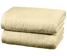 AmazonBasics Set de 2 serviettes serviettes de bain Ã sÃ©chage rapide - Beige