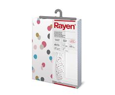 Rayen | Housse pour table Ã repasser Universelle | 3 Ã©paisseurs : double Ã©paisseur de mousse et tissu 100 % coton imprimÃ© | Gamme Basic Plus, 130 x 47 cm | Blanc et imprimÃ© confetti
