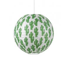 Mathias 3180634 SUSPENSION CACTUS BLANC/VERT, Papier, E27, 23 W, D35 cm